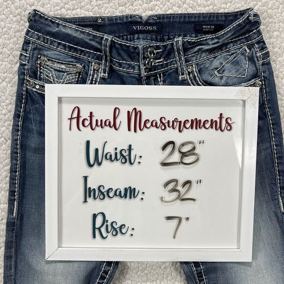 Vigoss Jeans Women’s 28x32 Blue New York Boot Cut Low Rise Embroidered - Picture 16 of 16